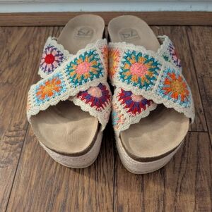 Dirty Laundry Multicolor Crochet Platform Sandals